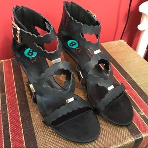 Black Wedge Sandals